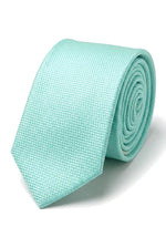 Conjunto de corbata y pañuelo de bolsillo para hombre, corbata formal lisa - Menta