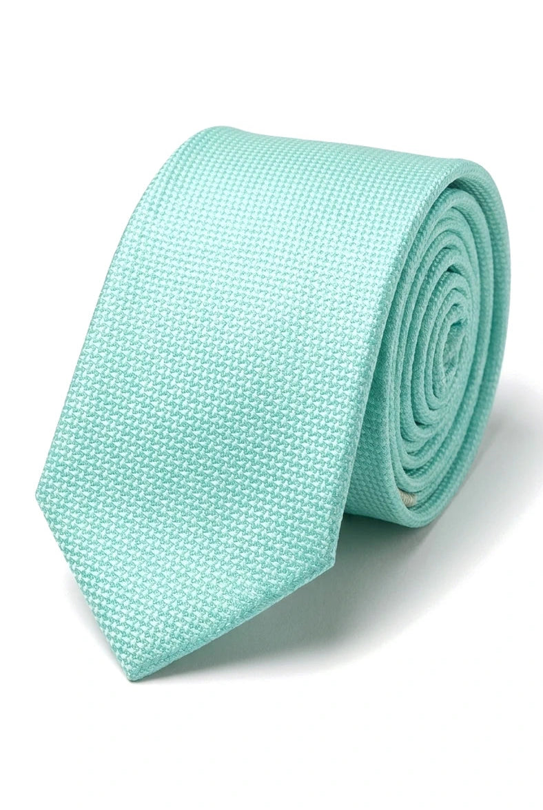 Conjunto de corbata y pañuelo de bolsillo para hombre, corbata formal lisa - Menta