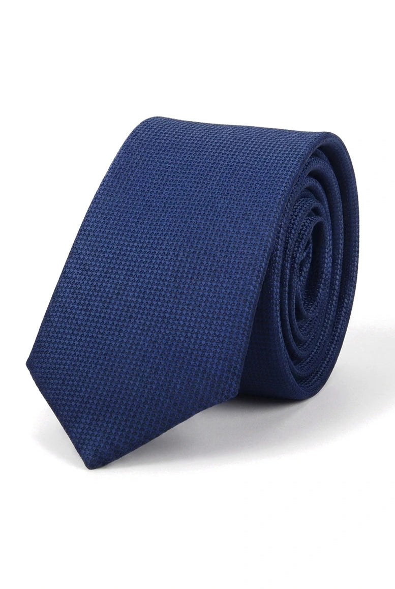 Conjunto de corbata y pañuelo de bolsillo para hombre, corbata formal lisa - Azul marino