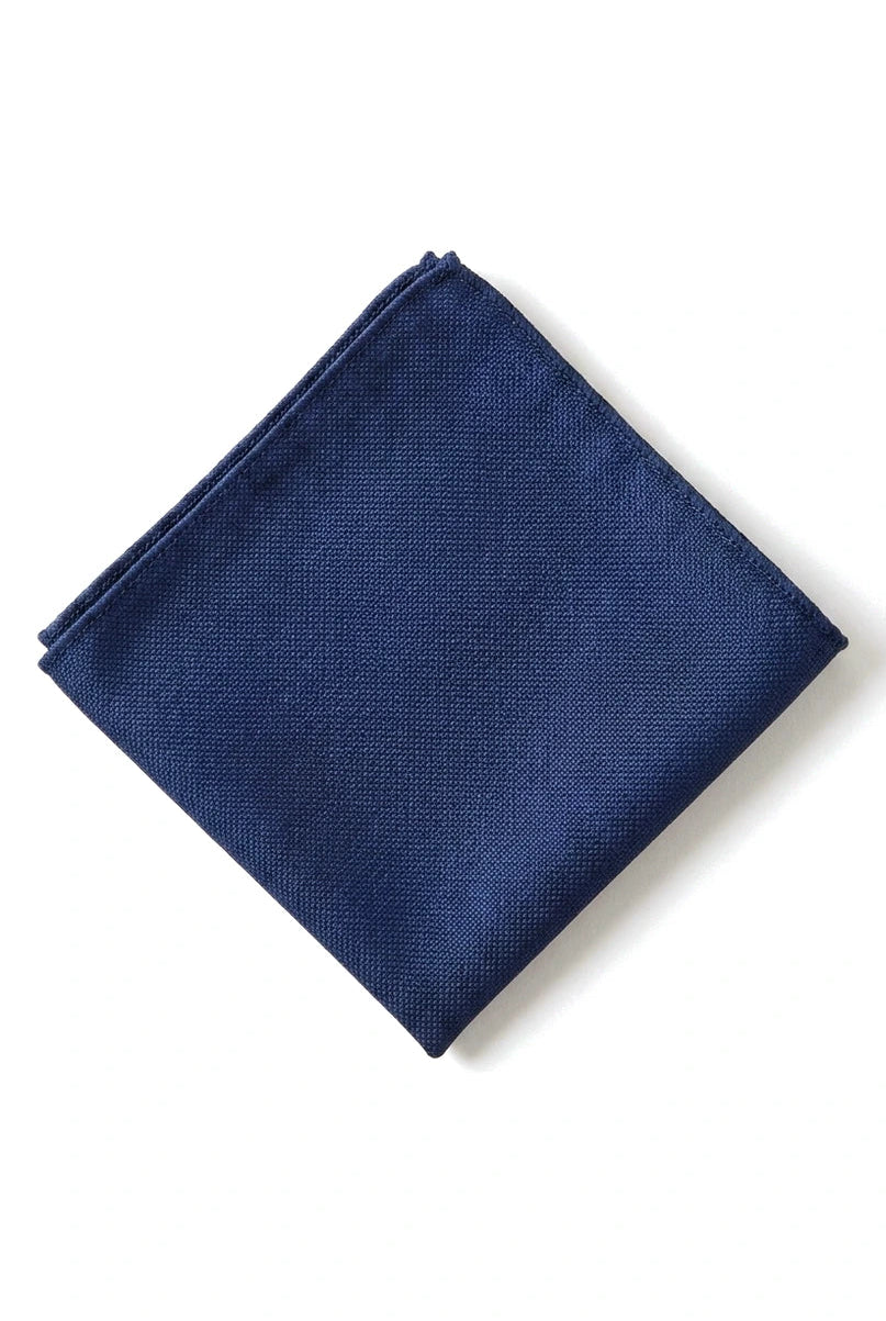 Conjunto de corbata y pañuelo de bolsillo para hombre, corbata formal lisa - Azul marino