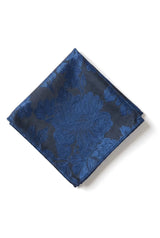 Conjunto de corbata y pañuelo de bolsillo para hombre, corbata formal floral - Azul marino