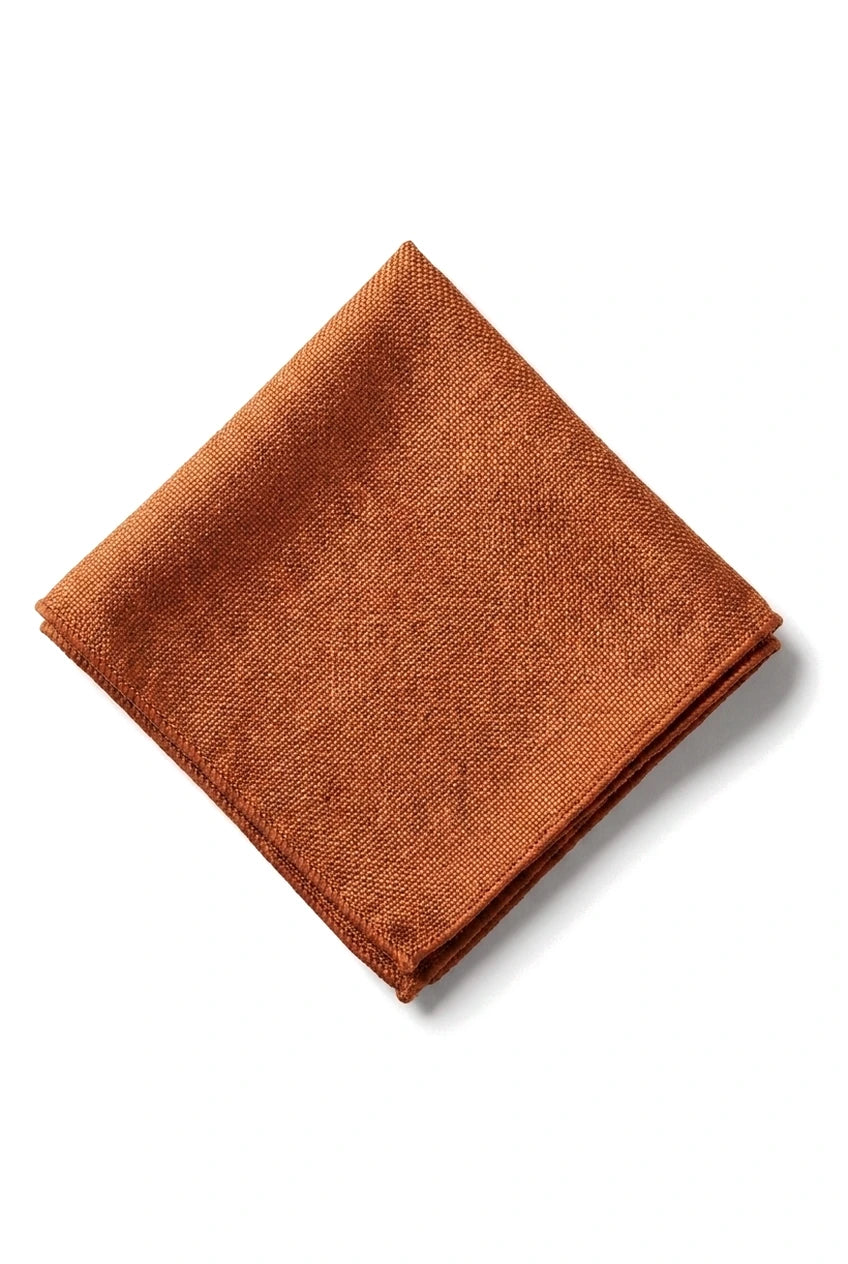Conjunto de corbata y pañuelo de bolsillo para hombre, corbata formal lisa - Óxido