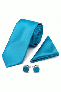 Conjunto de corbata turquesa para hombre