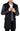 Abrigo de lana de cachemira y tweed para hombre con mangas de cuero auténtico, color negro - B213