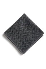 Conjunto de corbata y pañuelo de tweed color carbón para hombre. Clásico diseño británico de lana con espiga.