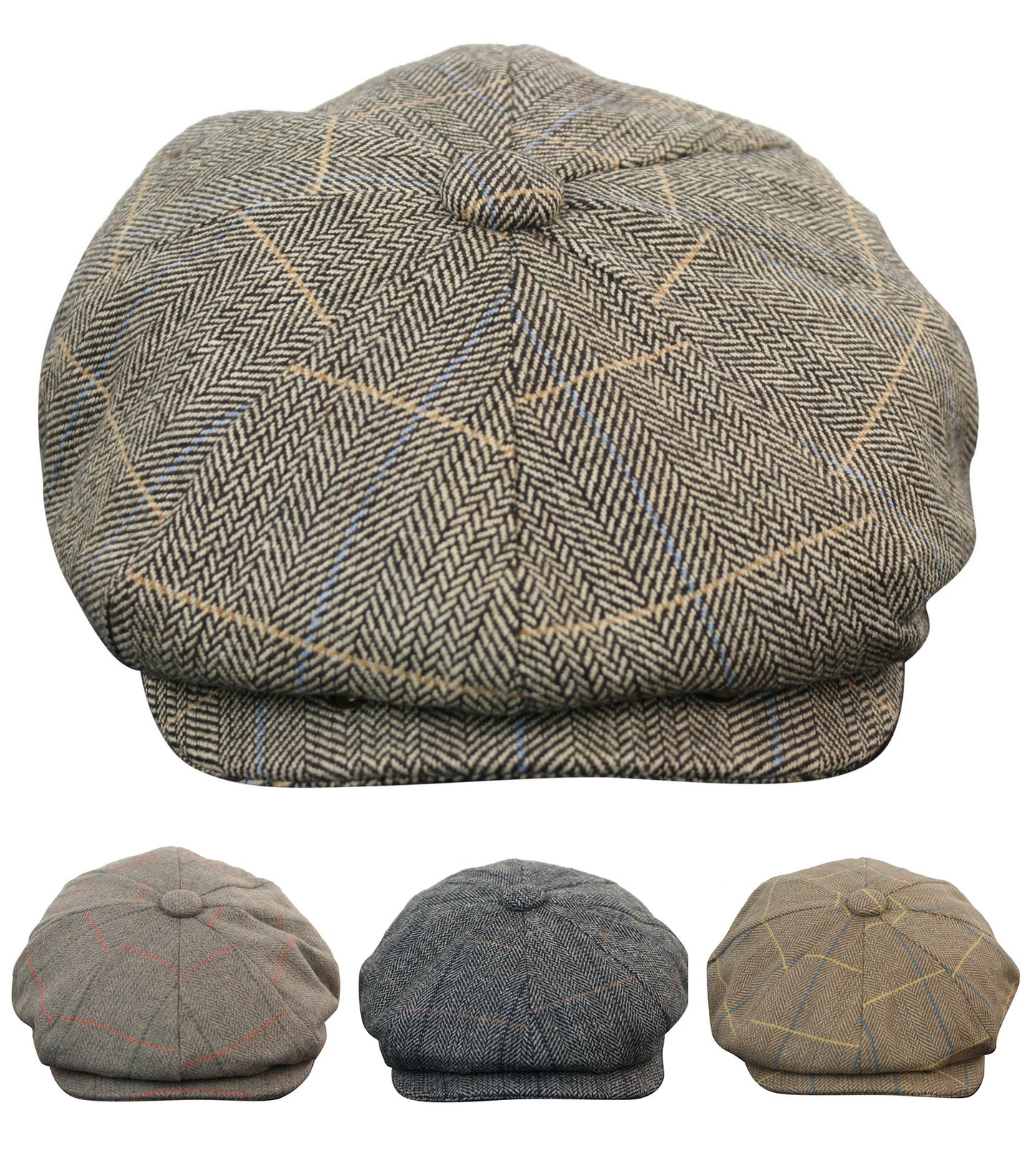 Gorra de hombre estilo Peaky Blinders de tweed a cuadros