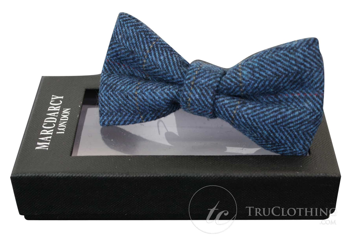 Pajaritas de hombre Marc Darcy de tweed con textura de espiga, estilo vintage retro, color azul Deon