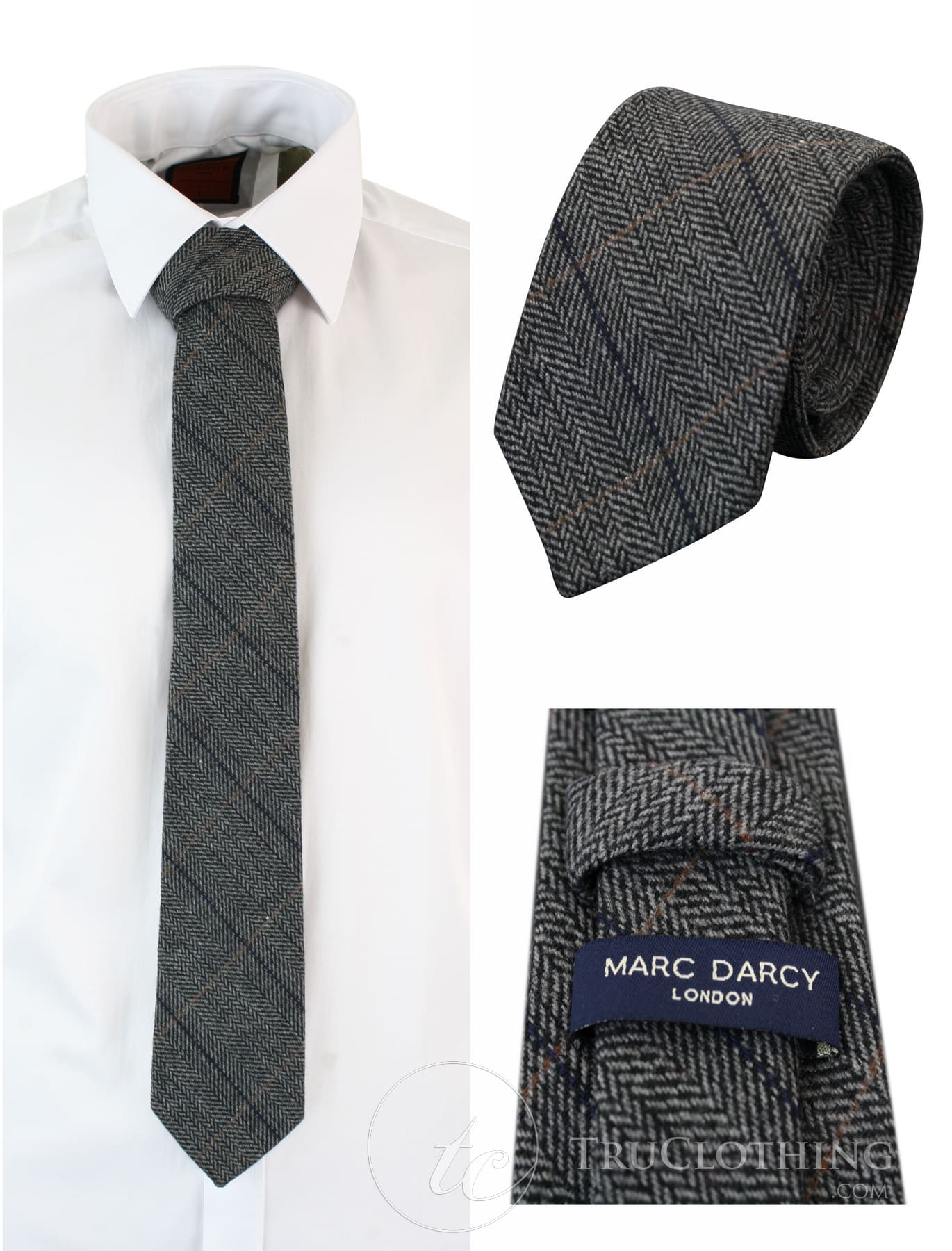 Corbatas Marc Darcy para hombre, tweed con textura de espiga, estilo clásico vintage retro DX7