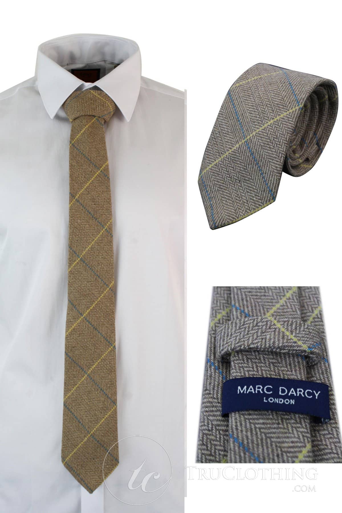 Corbatas Marc Darcy para hombre, tweed con textura de espiga, estilo clásico vintage retro DX7
