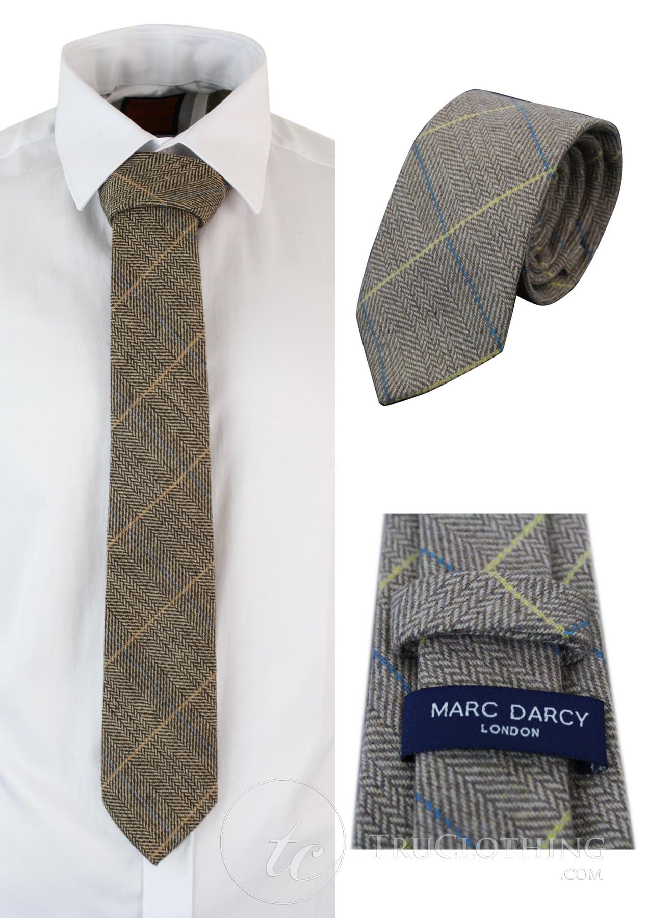 Corbatas Marc Darcy para hombre, tweed con textura de espiga, estilo clásico vintage retro DX7