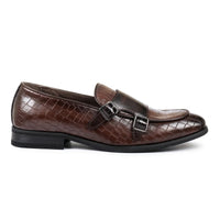 Mocasines de cuero vegano con doble hebilla para hombre