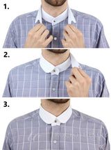 Camisa de hombre con estampado de cuadros vintage y cuello desmontable.