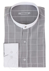 Camisa de hombre con estampado de cuadros vintage y cuello desmontable.