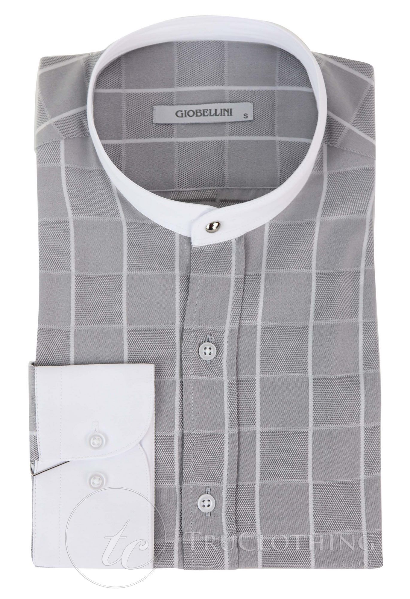 Camisa de hombre con estampado de cuadros vintage y cuello desmontable.