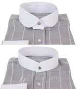 Camisa de hombre con estampado de cuadros vintage y cuello desmontable.