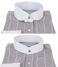 Camisa de hombre con estampado de cuadros vintage y cuello desmontable.