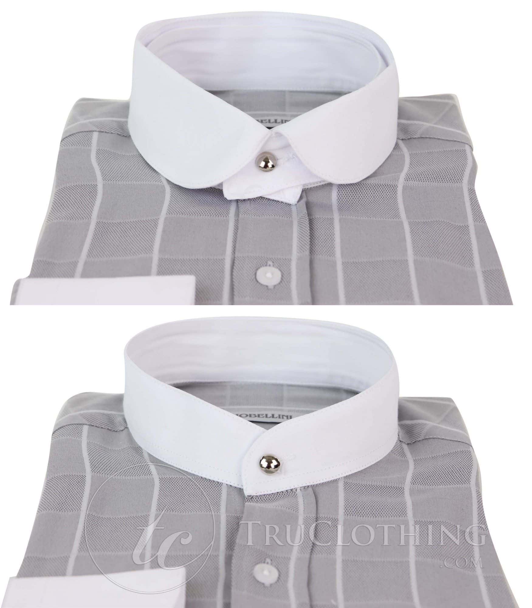 Camisa de hombre con estampado de cuadros vintage y cuello desmontable.