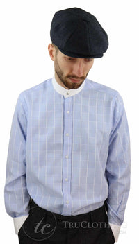 Camisa de hombre con estampado de cuadros vintage y cuello desmontable.
