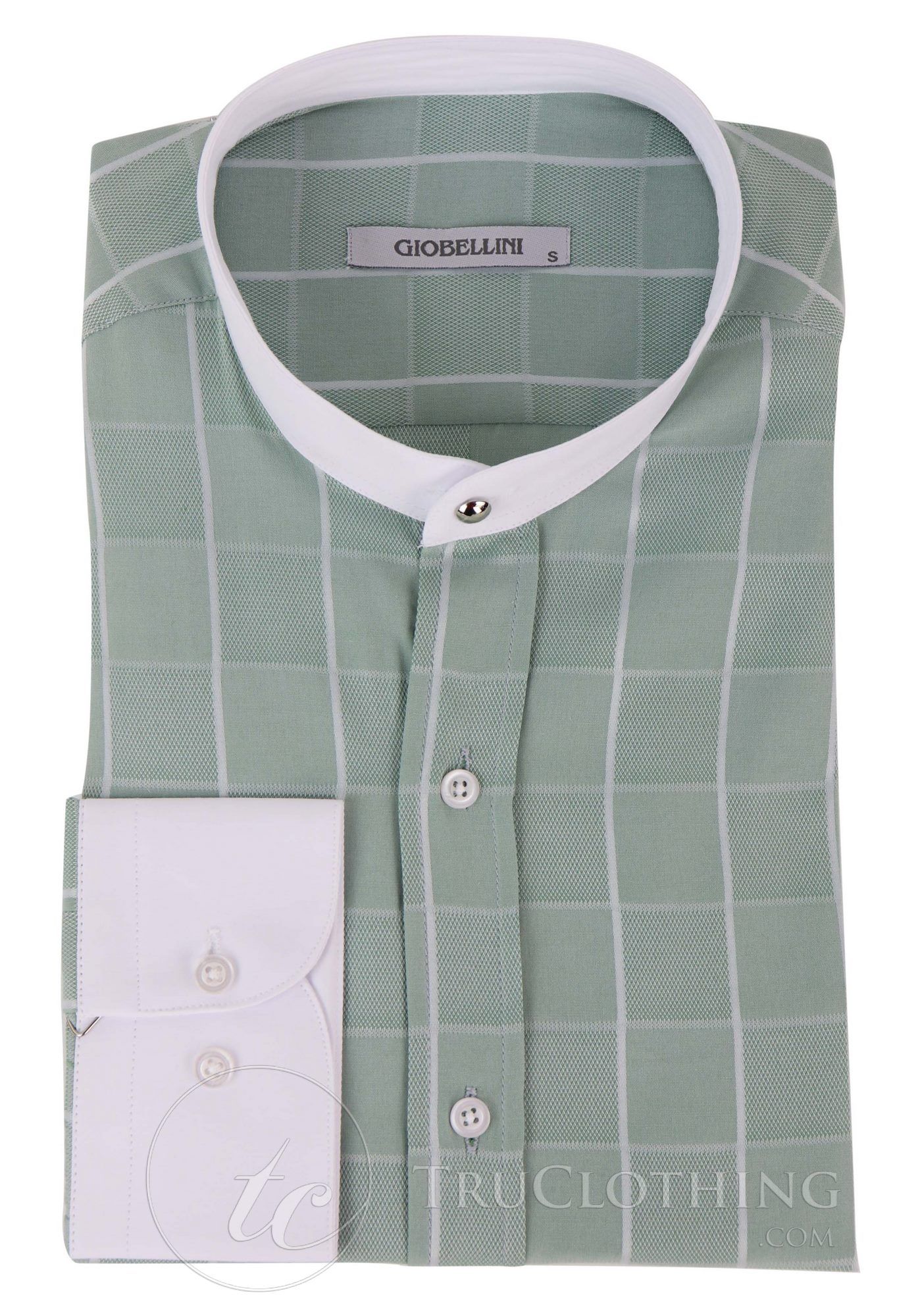 Camisa de hombre con estampado de cuadros vintage y cuello desmontable.