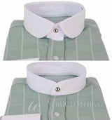 Camisa de hombre con estampado de cuadros vintage y cuello desmontable.