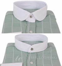 Camisa de hombre con estampado de cuadros vintage y cuello desmontable.