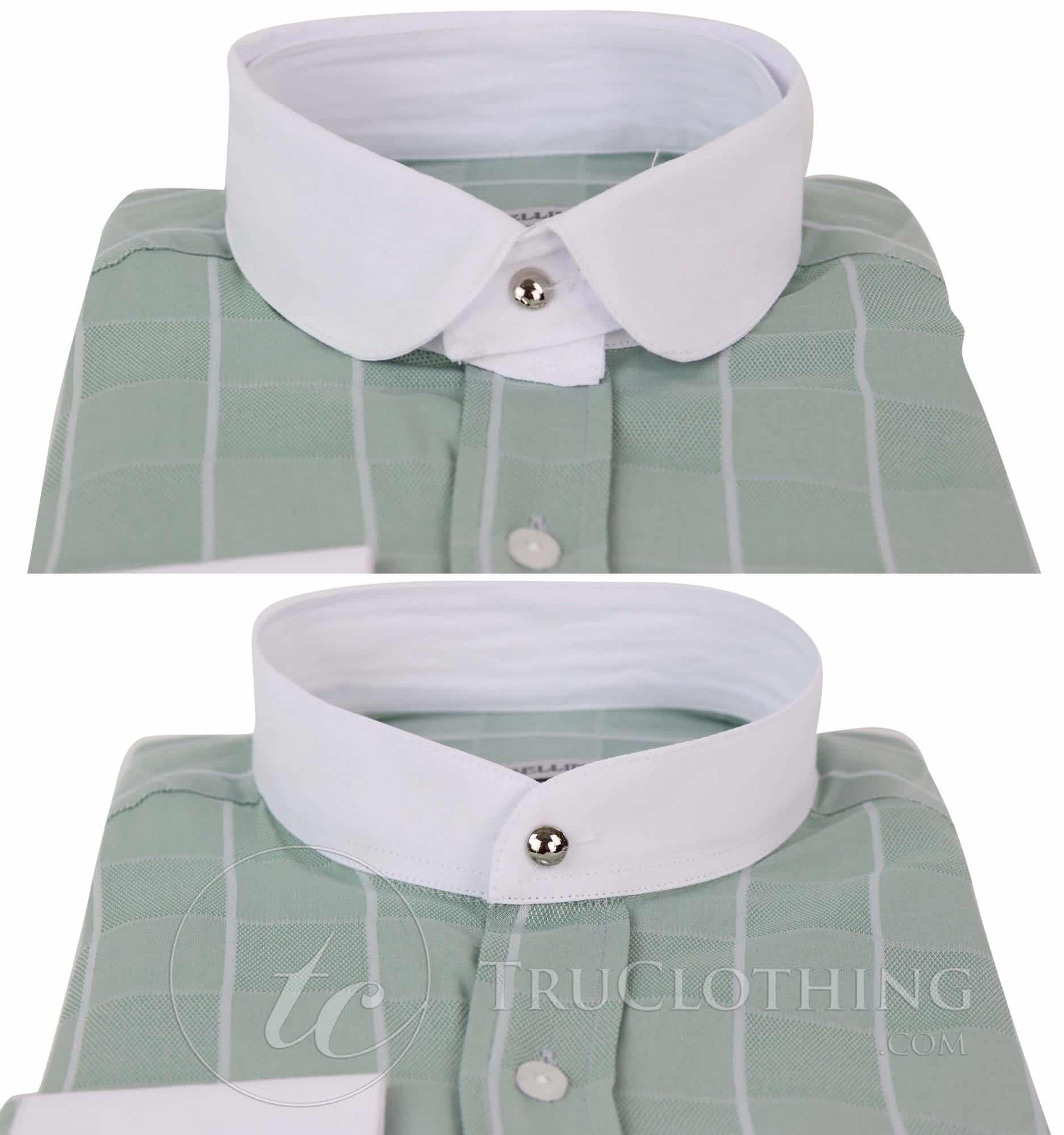 Camisa de hombre con estampado de cuadros vintage y cuello desmontable.