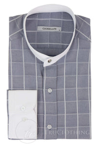 Camisa de hombre con estampado de cuadros vintage y cuello desmontable.