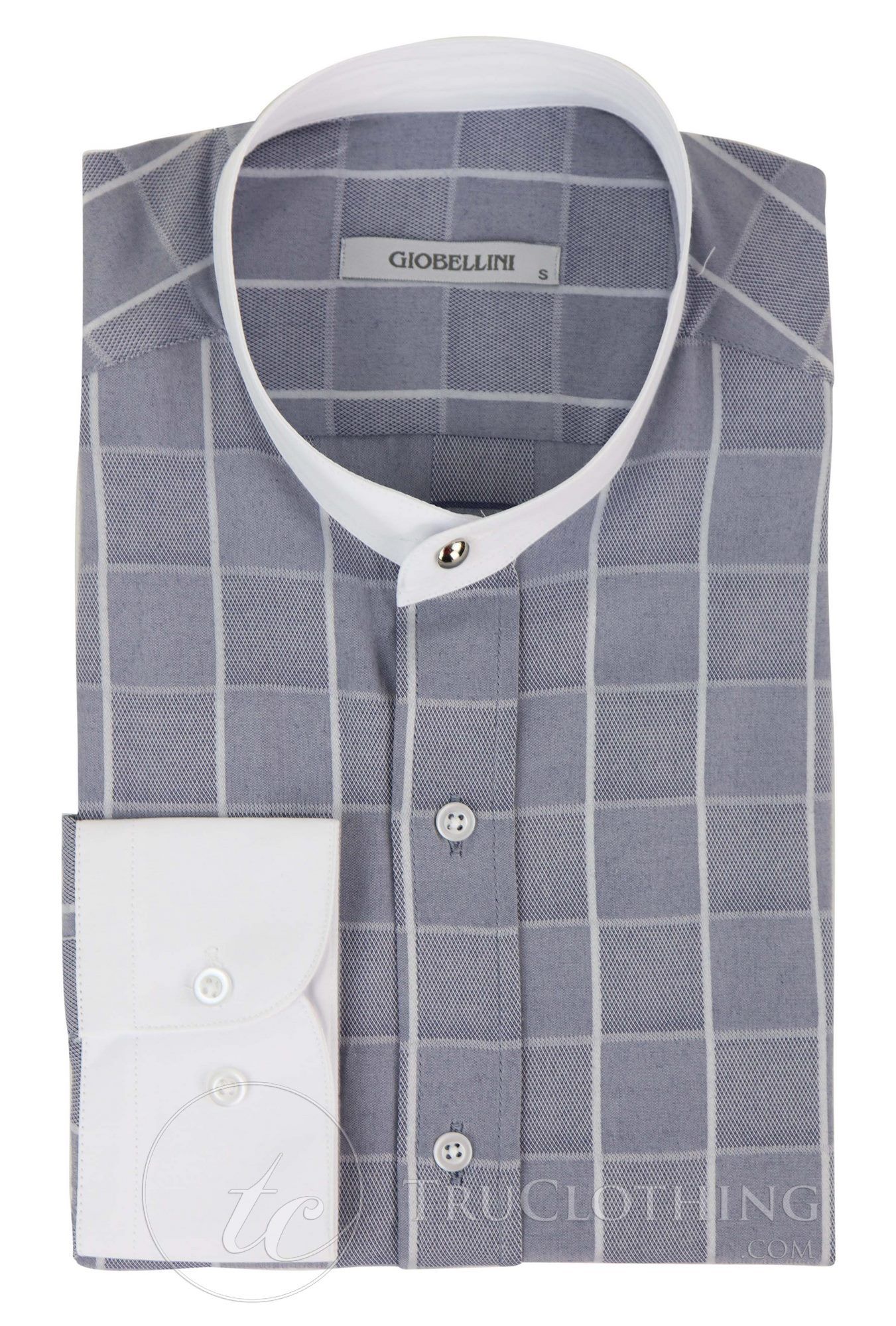 Camisa de hombre con estampado de cuadros vintage y cuello desmontable.