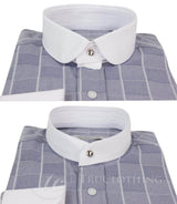 Camisa de hombre con estampado de cuadros vintage y cuello desmontable.
