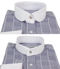 Camisa de hombre con estampado de cuadros vintage y cuello desmontable.