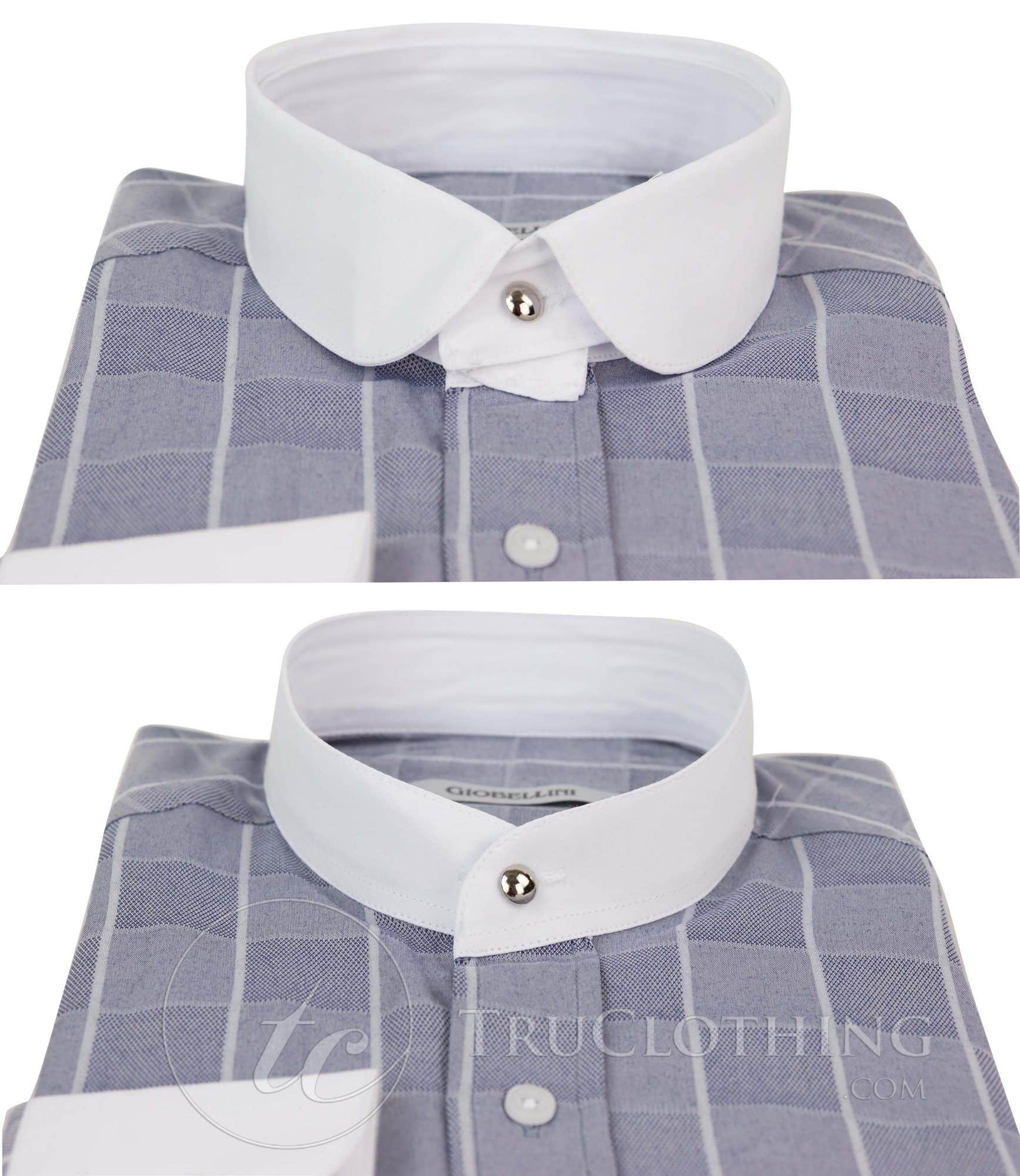 Camisa de hombre con estampado de cuadros vintage y cuello desmontable.