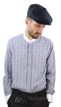 Camisa de hombre con estampado de cuadros vintage y cuello desmontable.