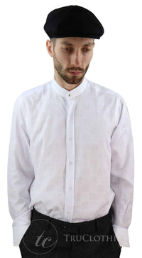 Camisa de hombre con estampado de cuadros vintage y cuello desmontable.