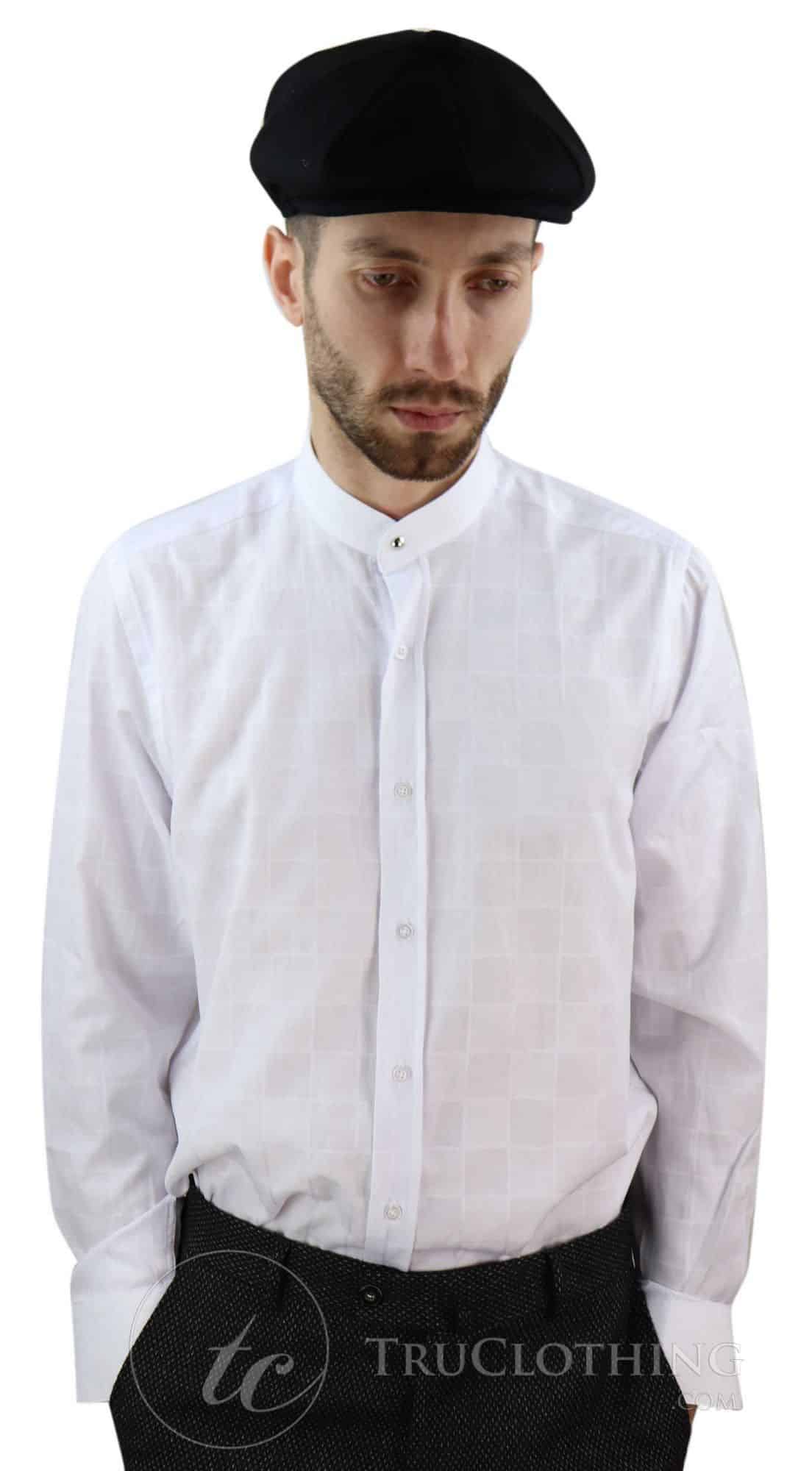 Camisa de hombre con estampado de cuadros vintage y cuello desmontable.
