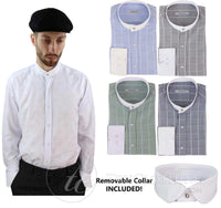 Camisa de hombre con estampado de cuadros vintage y cuello desmontable.