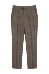 Dx-7 - Pantalón de hombre de tweed a cuadros con estampado de espiga, color marrón claro, corte regular