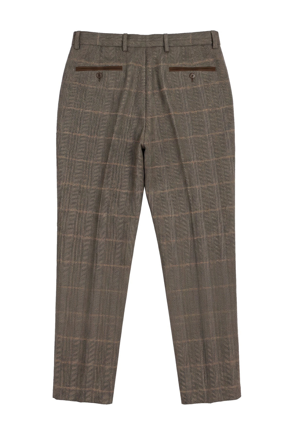 Dx-7 - Pantalón de hombre de tweed a cuadros con estampado de espiga, color marrón claro, corte regular