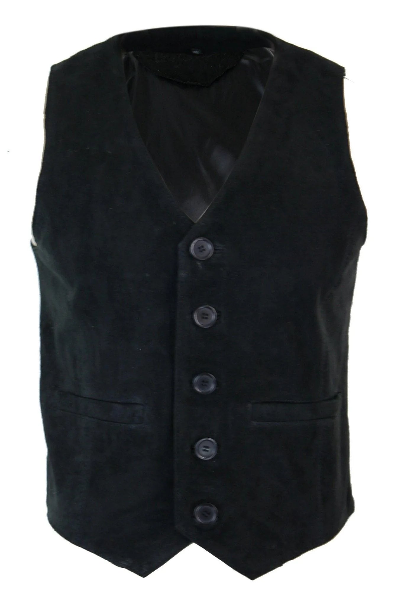 Chaleco de hombre de ante auténtico, estilo retro vintage western, color negro.