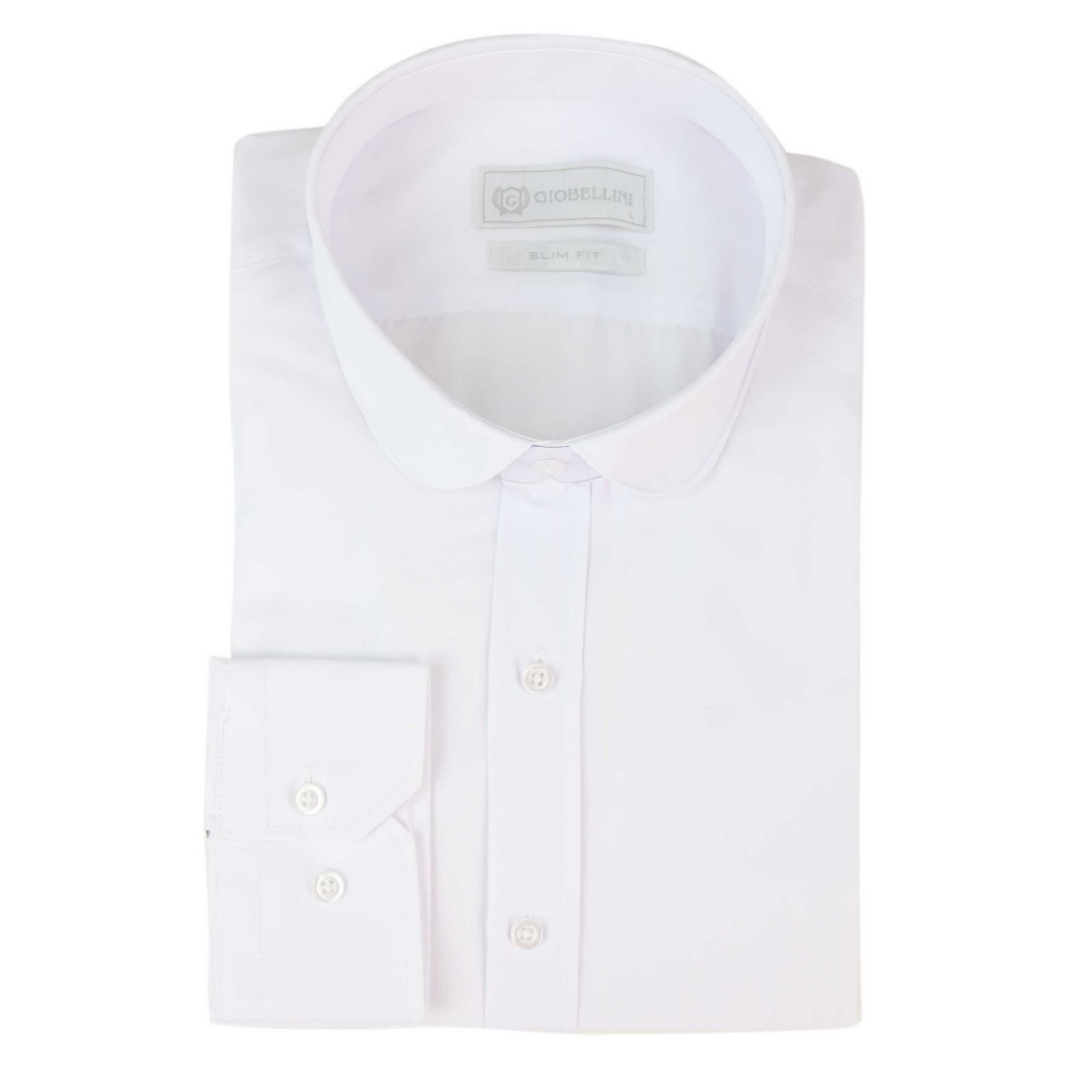 Camisa blanca de cuello club para hombre