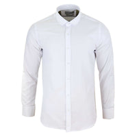 Camisa blanca de cuello club para hombre