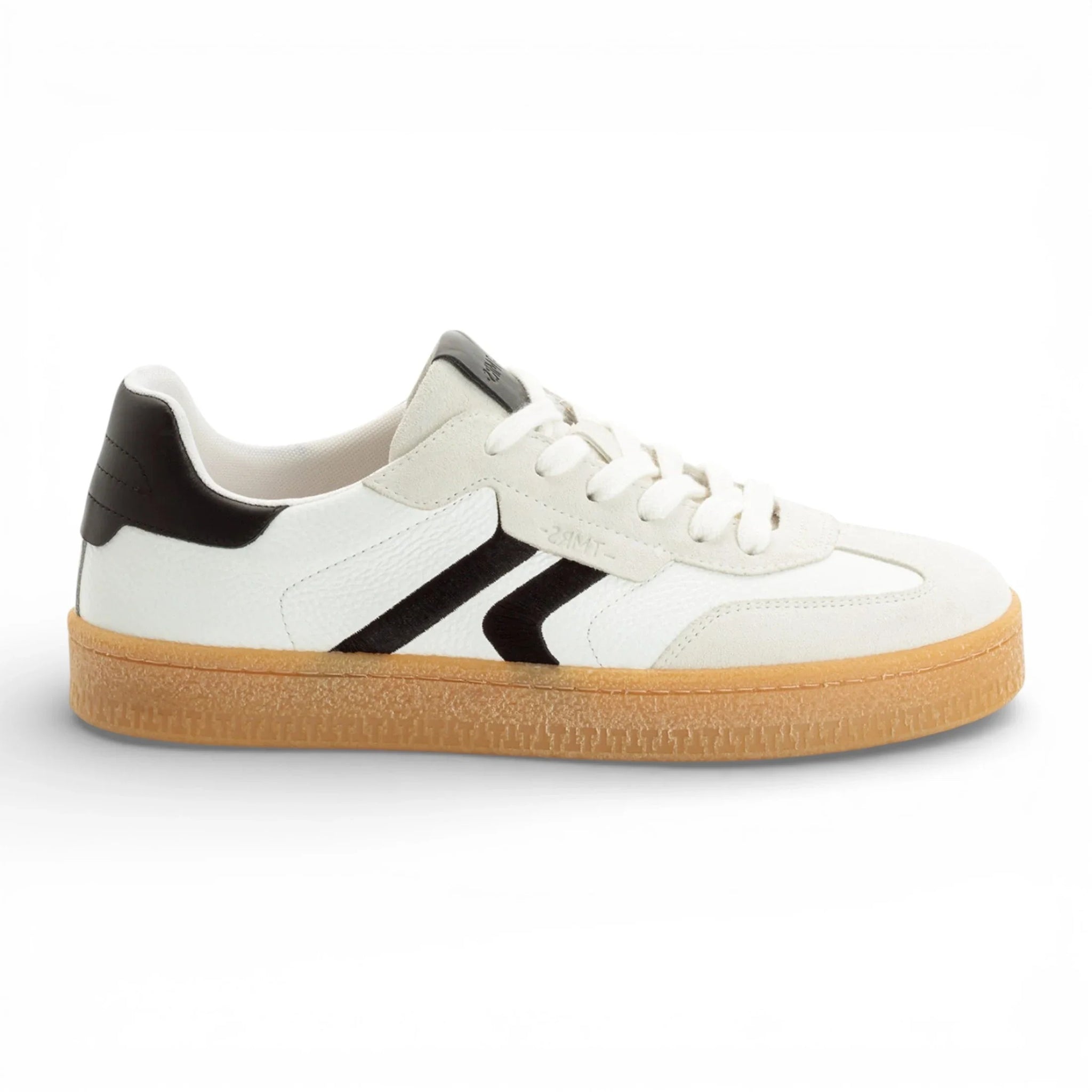 Zapatillas deportivas blancas de cuero con raya negra para hombre