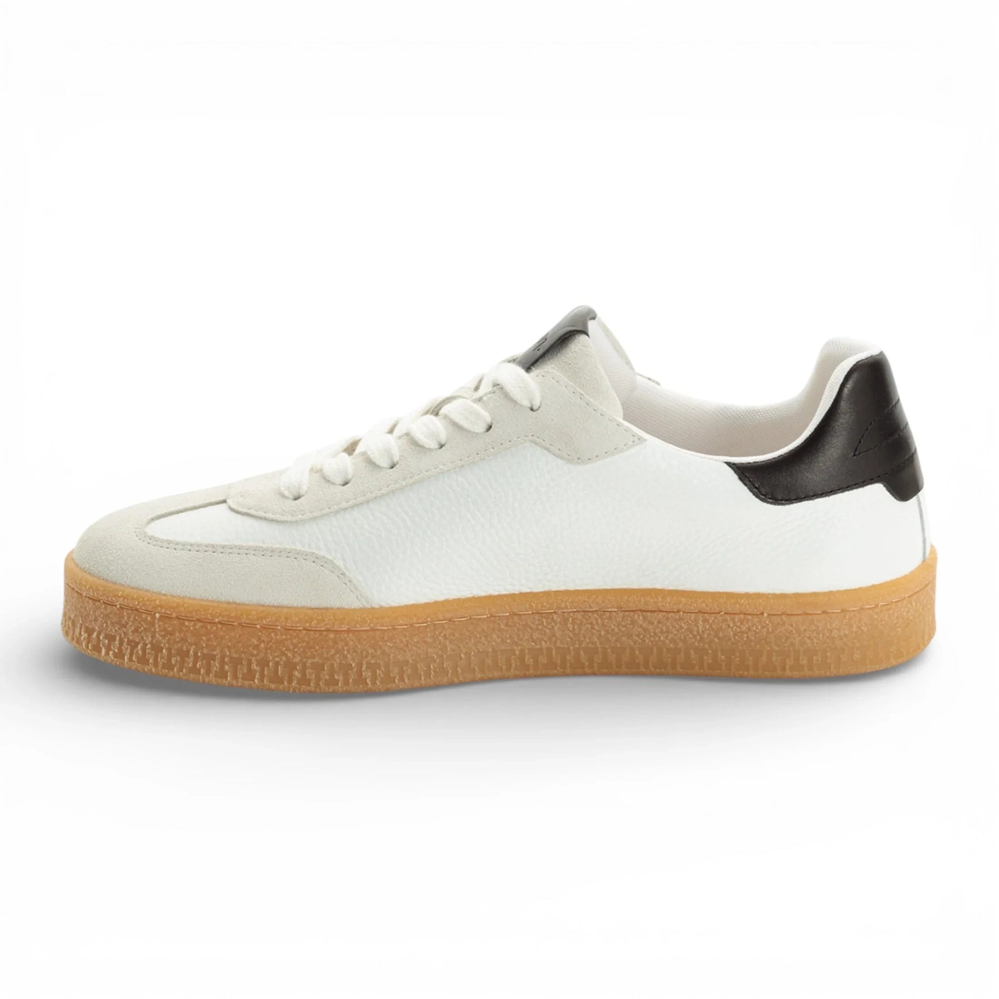 Zapatillas deportivas blancas de cuero con raya negra para hombre