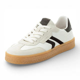 Zapatillas deportivas blancas de cuero con raya negra para hombre
