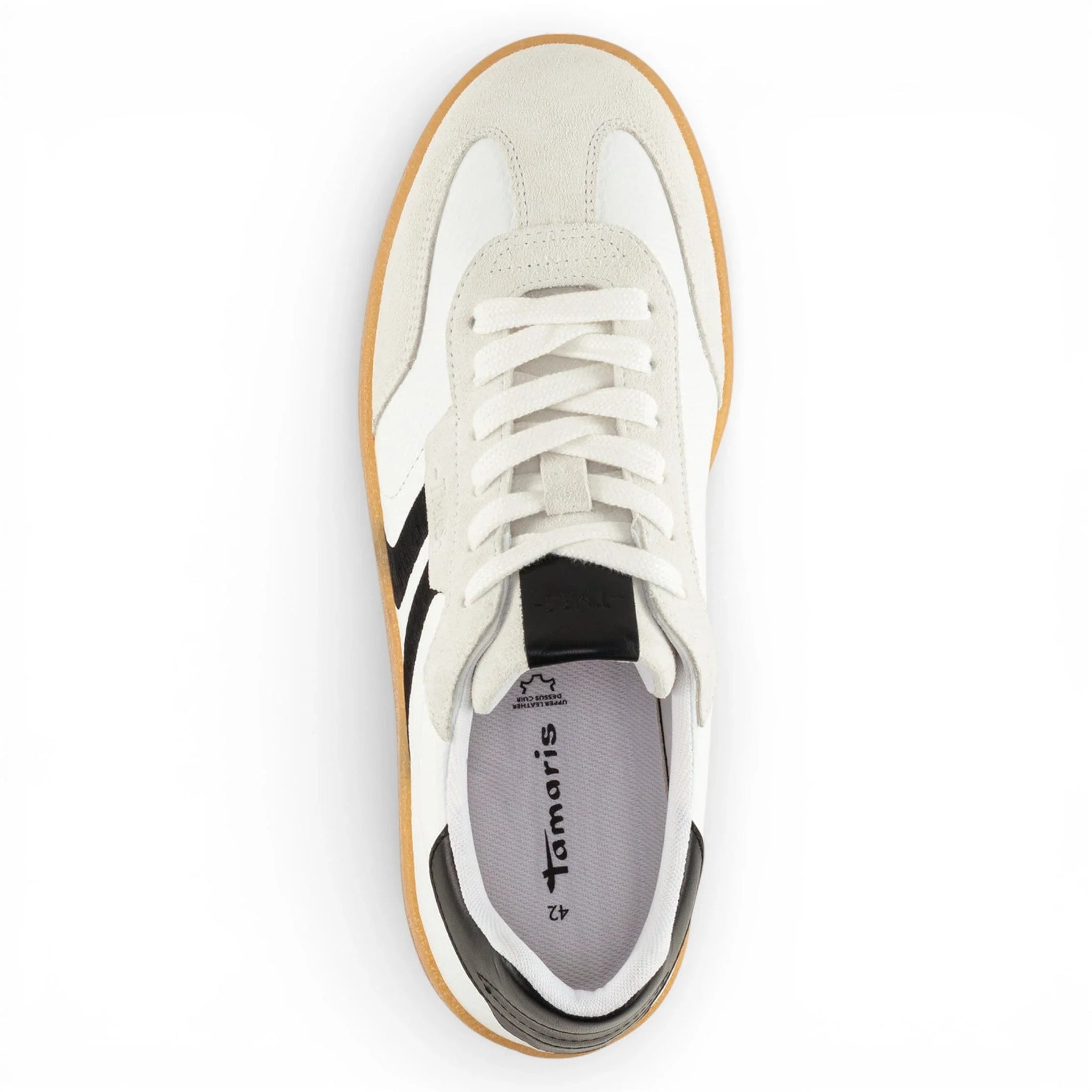 Zapatillas deportivas blancas de cuero con raya negra para hombre