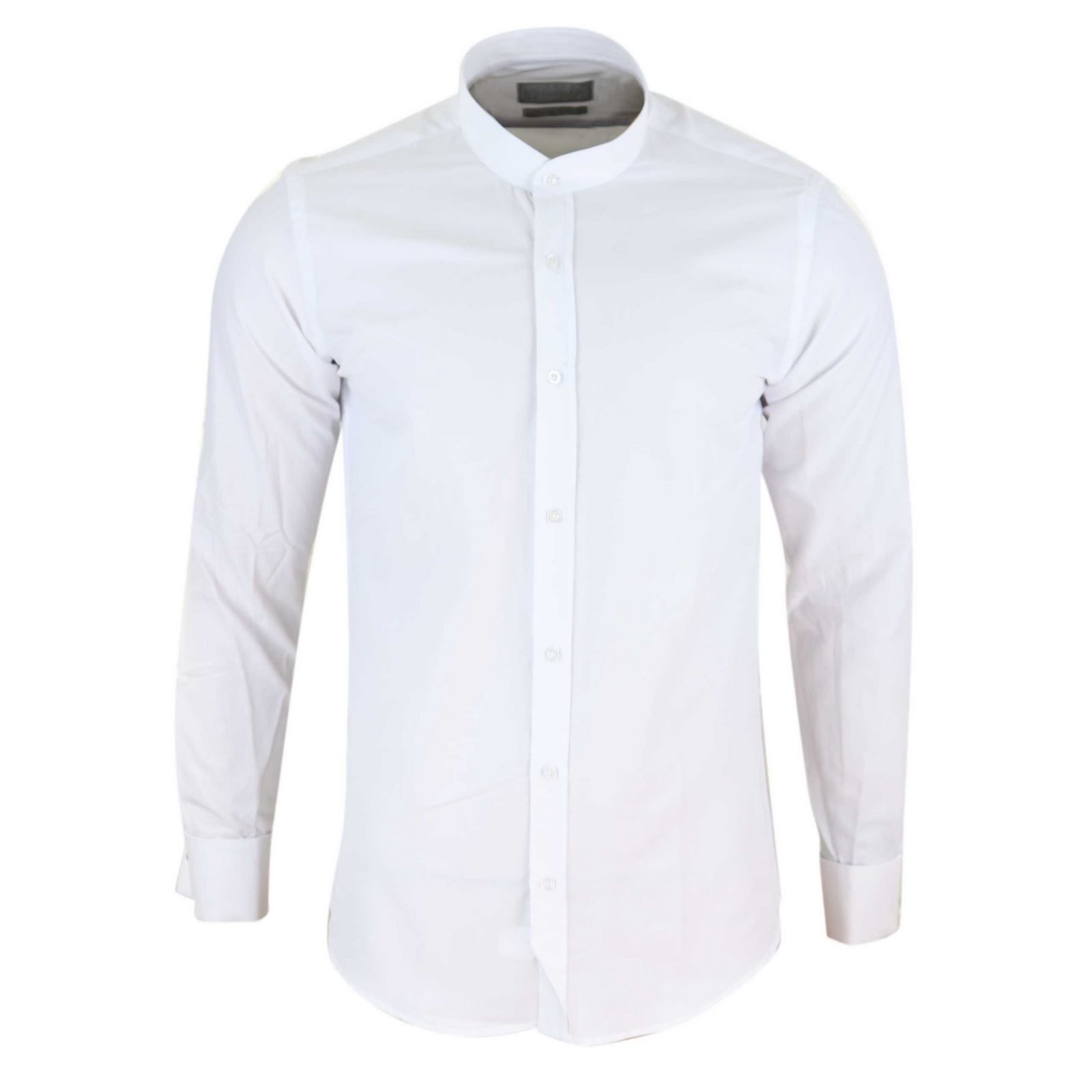 Camisa blanca de hombre con cuello Nehru + cuello desmontable