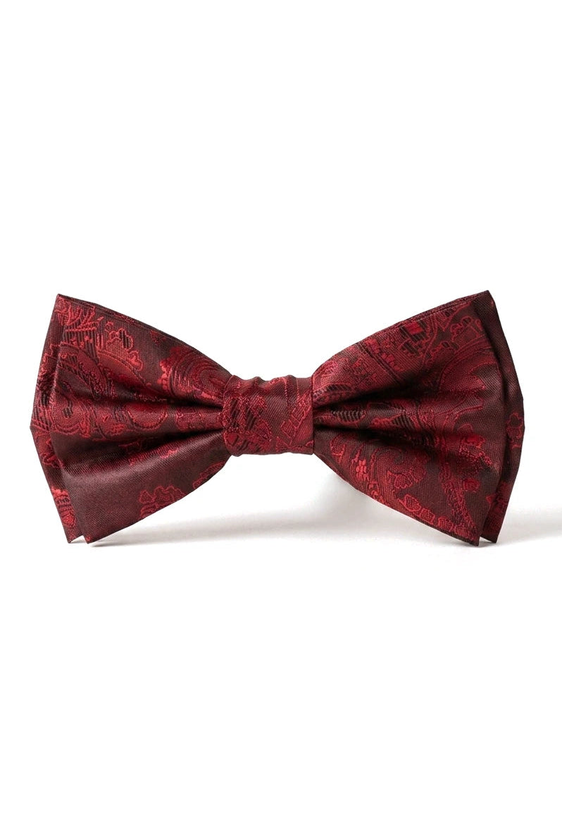 Set de regalo para hombre: pajarita, pañuelo de bolsillo, gemelos y corbata de moño color vino.