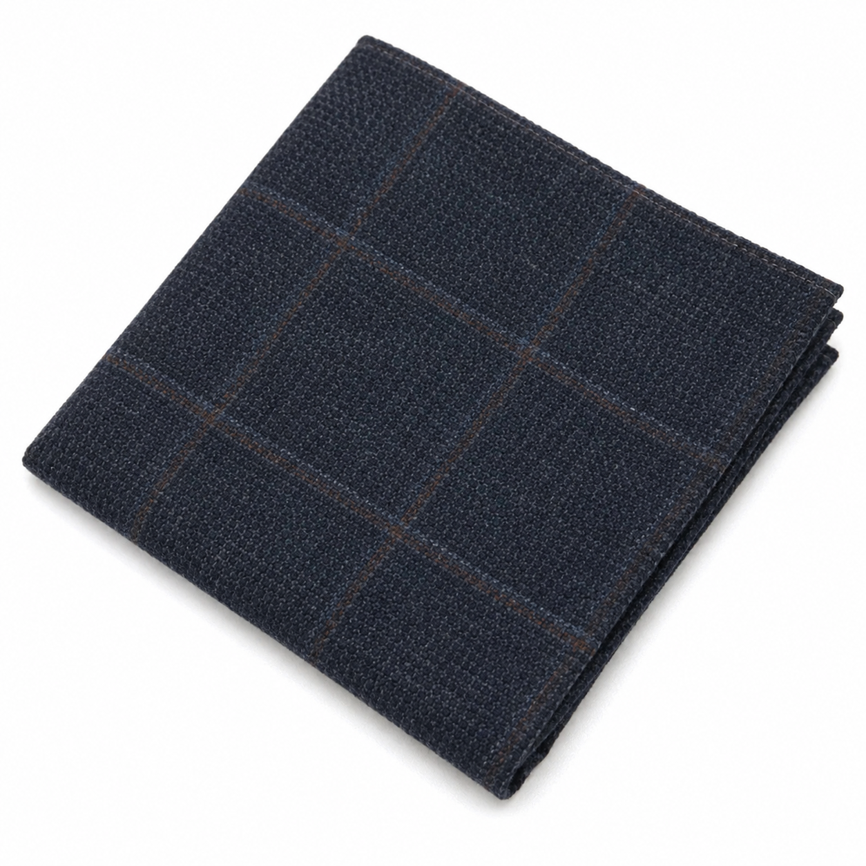 Corbata de tweed a cuadros de espiga de mezcla de lana para hombre - Azul marino
