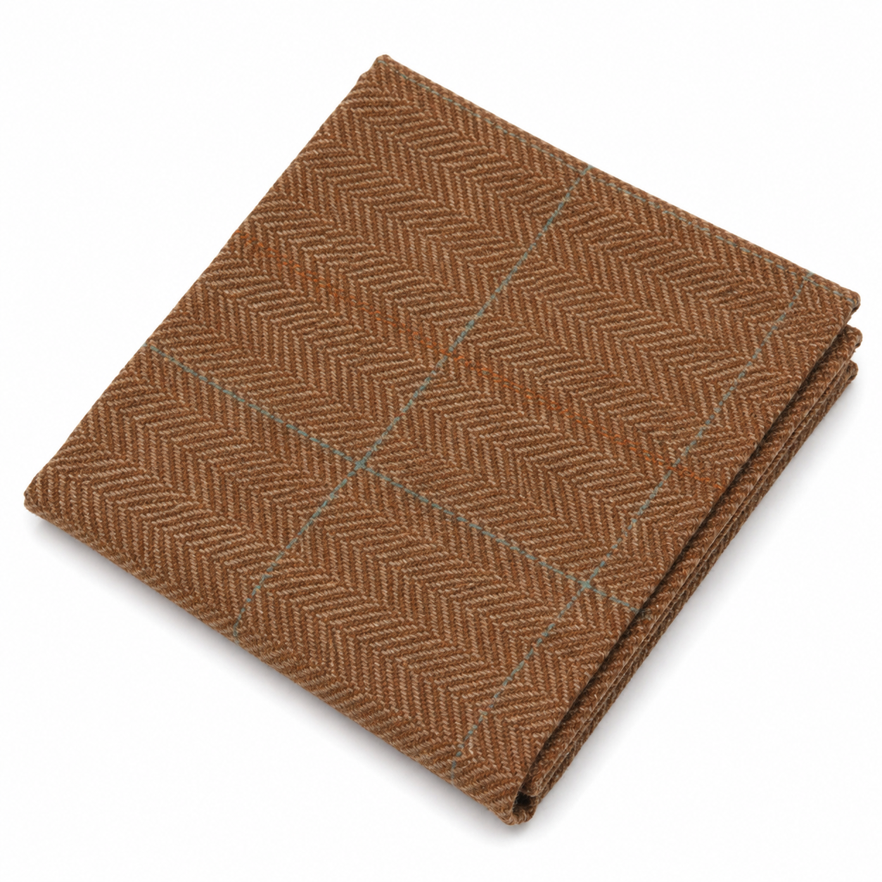 Corbata de tweed a cuadros de espiga de mezcla de lana para hombre - Roble