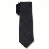 Corbata de tweed a cuadros de espiga de mezcla de lana para hombre - Azul marino