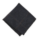 Corbata de tweed a cuadros de espiga de mezcla de lana para hombre - Azul marino